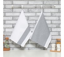 Набор полотенец Этель Lines 40x60 см 2 шт, темно-серый, 100% хлопок 9085214