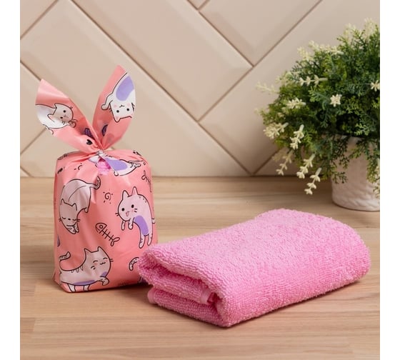 Полотенце в мешочке Экономь и Я Котейки 30x60 см, 100% хлопок, 320 г/кв.м 9079322