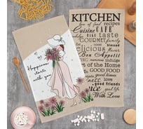Набор полотенец кухонных Доляна Happiness 35x60 см 2 шт, 100% хлопок, вафля 160 г/кв.м 7690552