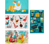 Набор полотенец кухонных Доляна Светлой Пасхи 35x60 см 4 шт, 100% хлопок 9294468