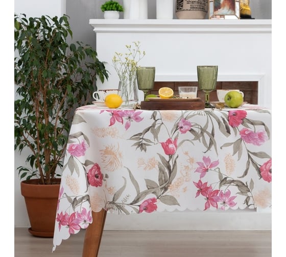 Скатерть Доляна Лютики 145x300 см, 100% полиэстер 7797370