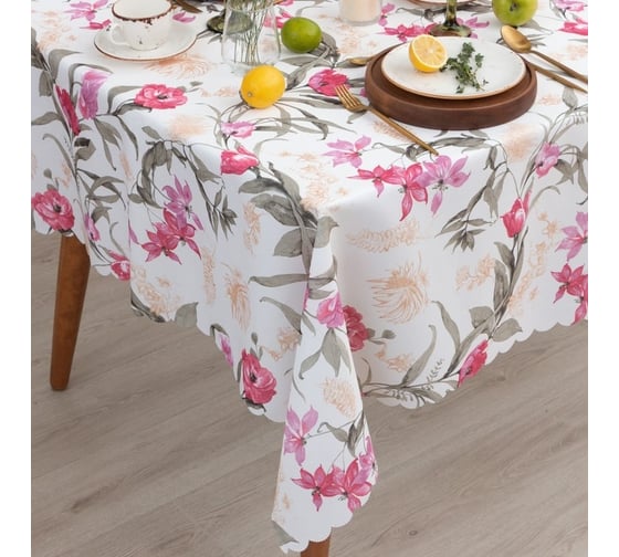 Скатерть Доляна Лютики 145x300 см, 100% полиэстер 7797370