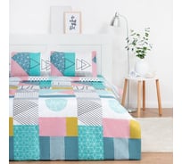 Комплект постельного белья Экономь и Я евро Geometric figures 200x217см,215x240 см,50x70 см 2 шт,микрофайбер,75 г/кв.м 7863300