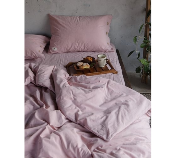 Комплект постельного белья Этель евро 200x220 см, 220x240 см, 50x70 см - 2 шт., цвет пудра, 100% жатый хлопок, 140 гр/м2 4627789