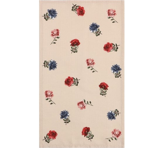 Полотенце Доляна Цветочки 28x46 см, 100% хлопок, вафля 160 г/кв.м 9485540