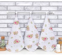 Набор полотенец кухонных Доляна Roses on linen 35x60 см 3 шт, 100% хлопок, рогожка 164 г/кв.м 9149327
