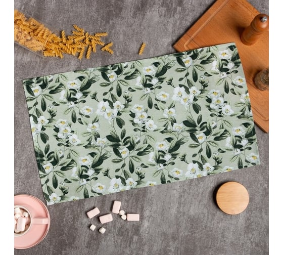 Полотенце Доляна Apple flowers 35x60 см, 100% хлопок, рогожка 164 г/кв.м 9322510