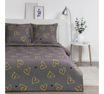 Комплект постельного белья Экономь и Я 1,5 спальный Hearts 147x215 см,150x215 см, 70x70 см 2 шт, полисатин, 80 г/кв.м 9579046