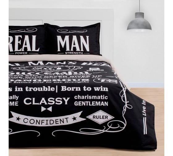 Комплект постельного белья Этель 2 спальный, Real Man 175x215 см, 200x220 см, 50x70+3 см - 2 шт., ранфорс 111 г/м2 4154832