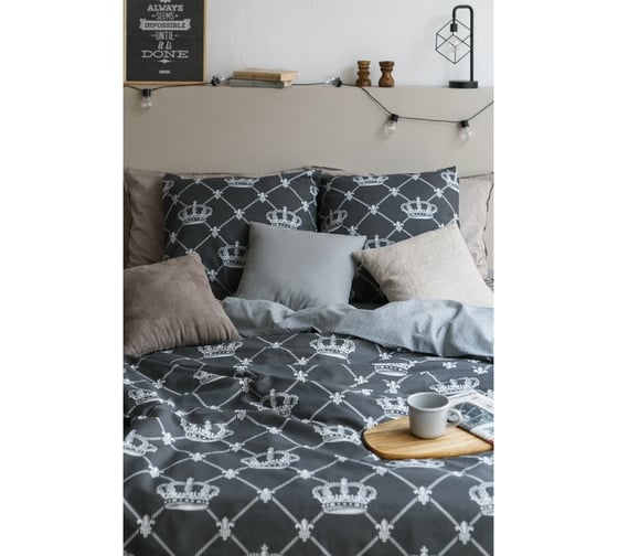 Комплект постельного белья Этель 2 спальный, Crown 175x215 см, 200x220 см, 70x70 см - 2 шт., бязь 4150393