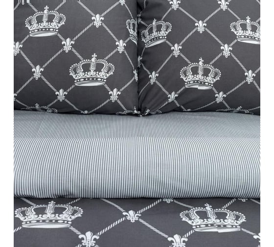 Комплект постельного белья Этель 2 спальный, Crown 175x215 см, 200x220 см, 70x70 см - 2 шт., бязь 4150393