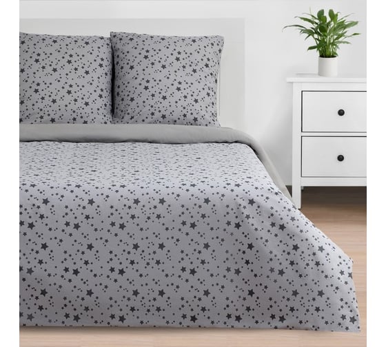 Комплект постельного белья Этель Евро Starlight 200x217 см, 220x240 см, 70x70 см - 2 шт., поплин 4797415 1