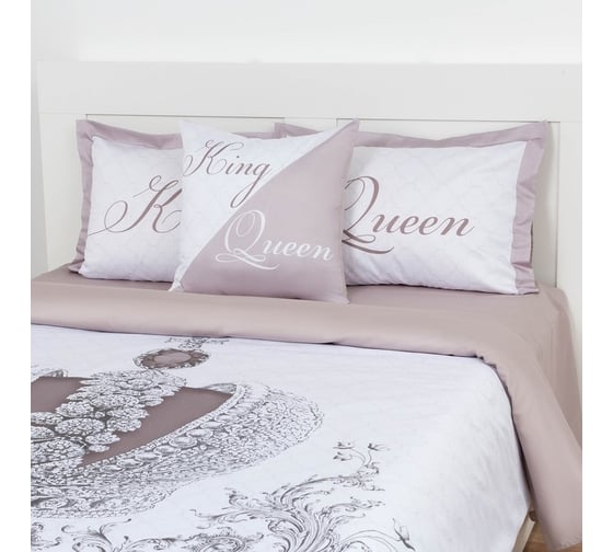 Комплект постельного белья Этель 2 спальный, King&Queen 175x215 см, 200x215 см, 50x70+4 см - 2 шт., 100% хлопок 4695909