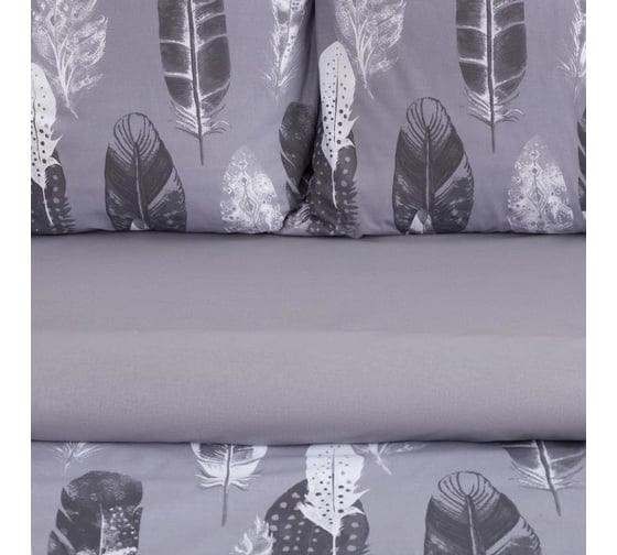 Комплект постельного белья Этель евро Перья (вид 2) 200x217 см, 220x240 см, 70x70 см - 2 шт., поплин 125 г/м2 5418219