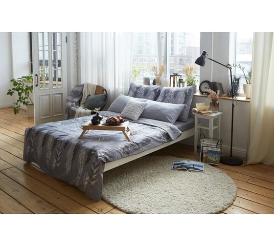 Комплект постельного белья Этель евро Перья (вид 2) 200x217 см, 220x240 см, 70x70 см - 2 шт., поплин 125 г/м2 5418219