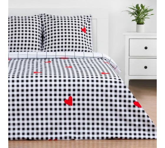 Комплект постельного белья Этель 2 спальный, Big love 175x215 см, 200x220 см, 70x70 см - 2 шт., поплин 125 г/м2 5424341