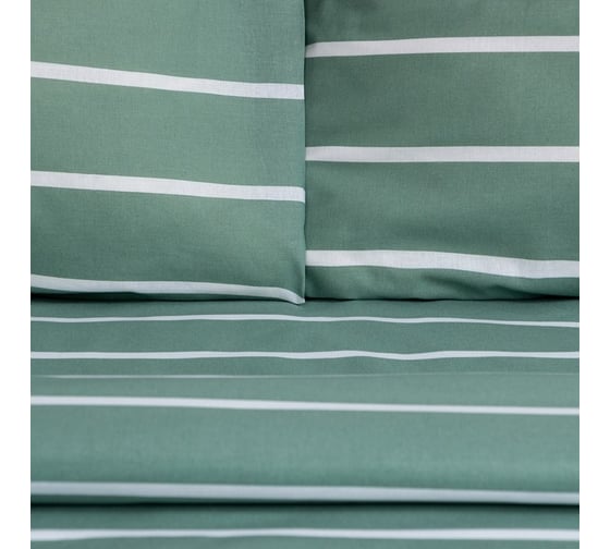 Комплект постельного белья Этель 1.5 спальный, Mint stripes 143x215 см, 150x214 см, 70x70 см - 2 шт., 100% хлопок, поплин 6632205