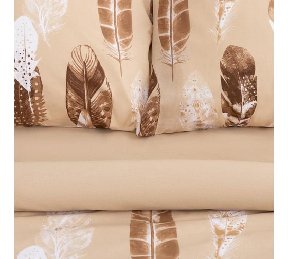 Комплект постельного белья Этель 2 спальный, Перья (вид 1) 175x215 см, 200x220 см, 70x70 см - 2 шт., поплин 125 г/м2 5418215