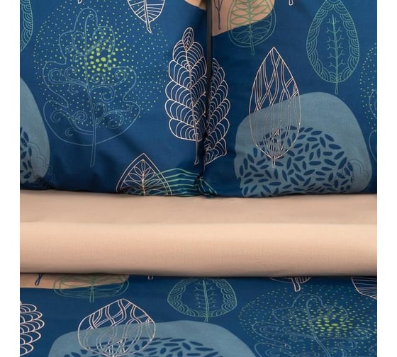 Комплект постельного белья Этель 2 спальный, Leaves (вид 2) 175x215 см, 200x220 см, 70x70 см - 2 шт., поплин 125 г/м2 6881621
