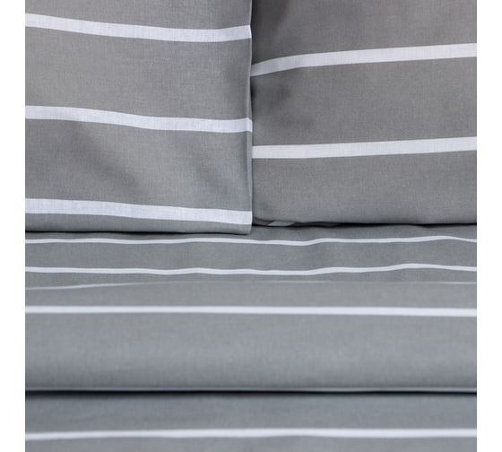 Комплект постельного белья Этель евро Gray stripes 200x217 см, 220x240 см, 70x70 см - 2 шт., 100% хлопок, поплин 6632215