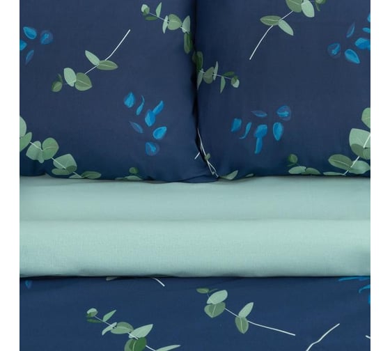 Комплект постельного белья Этель евро Эвкалипт (вид 2) 200x217 см, 220x240 см, 70x70 см - 2 шт., поплин 125 г/м2 5418243