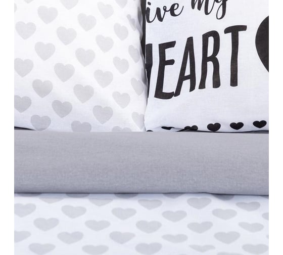 Комплект постельного белья Этель 1.5 спальный, My heart 143x215 см, 150x214 см, 70x70 см - 2 шт., бязь 5181636