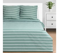 Комплект постельного белья Этель евро Mint stripes 200x217 см, 220x240 см, 70x70 см - 2 шт., 100% хлопок, поплин 6632208