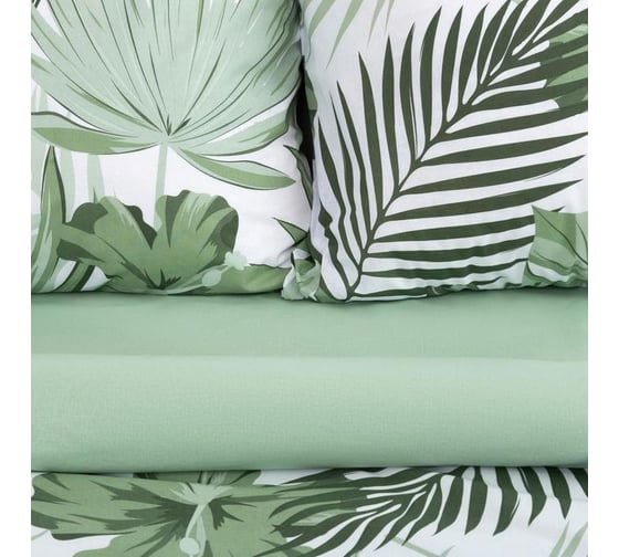 Комплект постельного белья Этель 1.5 спальный, Tropics (вид 2) 143x215 см, 150x214 см, 70x70 см, 2 шт., поплин 125 г/м2 5418235