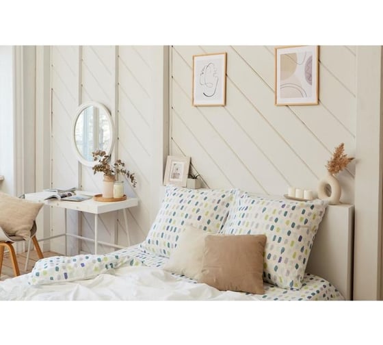 Комплект постельного белья Этель 1.5 спальный, Eucalyptus 143x215 см, 150x214 см, 70x70 см - 2 шт., поплин 5181644