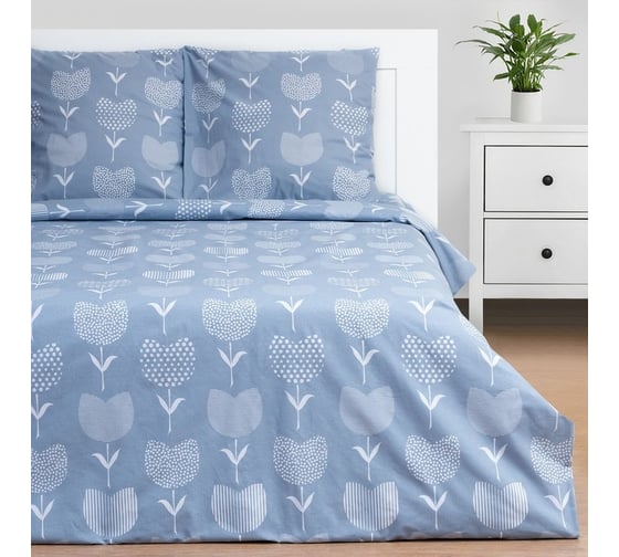 Комплект постельного белья Этель 2 спальный, Тюльпаны (вид 2) 175x215 см, 200x220 см, 70x70 см - 2 шт 7534036 1