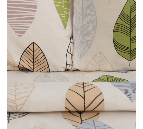 Комплект постельного белья Этель дуэт Foliage 143x215 см - 2 шт., 220x240 см, 70x70 см - 2 шт., бязь 7534026