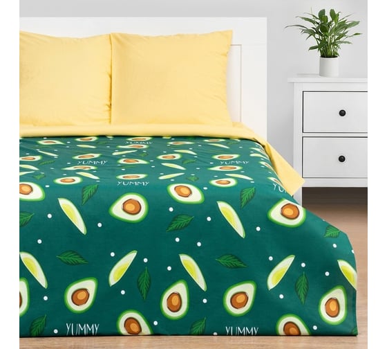Комплект постельного белья Этель евро Avocado 200x215 см, 220x240 см, 70x70 см - 2 шт 7674458