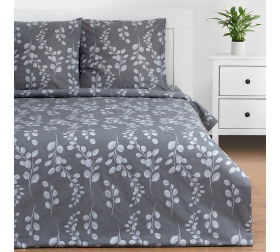 Комплект постельного белья Этель евро Эвкалипт 200x217 см, 220x240 см, 70x70 см - 2 шт 7534033