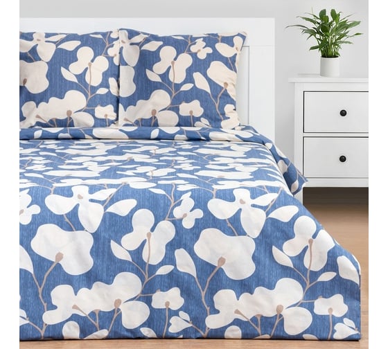 Комплект постельного белья Этель Евро Орхидея 200x217 см, 220x240 см, 70x70 см - 2 шт., поплин 7422701 1