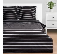 Комплект постельного белья Этель 2 спальный, Black stripes 175x215 см, 200x220 см, 70x70 см - 2 шт., 100% хлопок, поплин 6632185