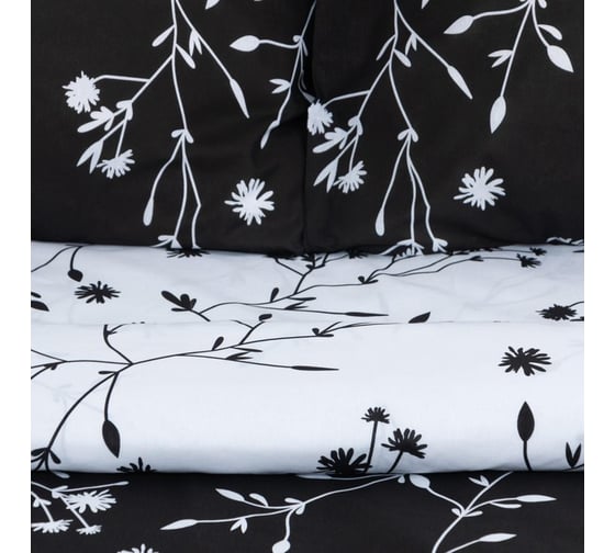 Комплект постельного белья Этель дуэт Flowers (вид 3) 143x215 см - 2 шт., 220x240 см, 70x70 см - 2 шт., поплин 125 г 9136109
