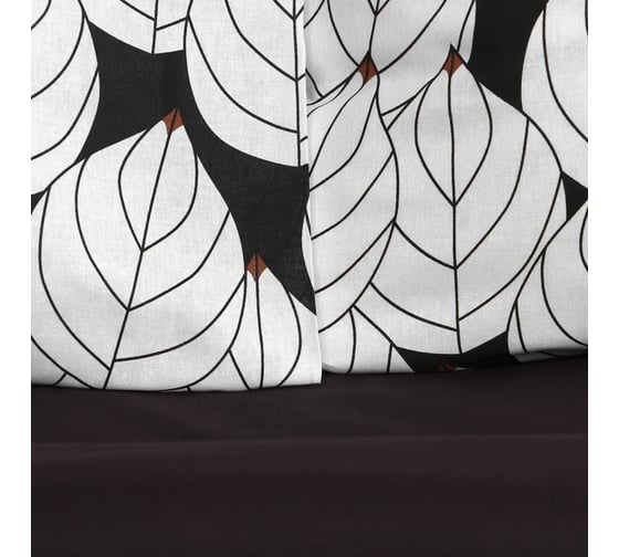 Комплект постельного белья Этель 1.5 спальный, Black leaves 143x215 см, 150x214 см, 70x70 см, 2 шт., поплин 125 г/м2 9423671