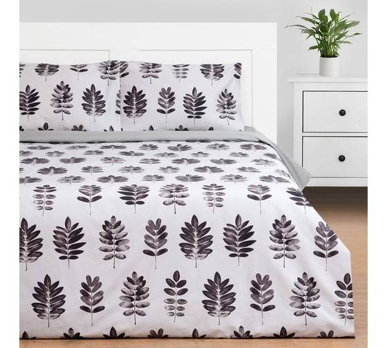 Комплект постельного белья Этель 2 спальный, Natural print 175x215 см, 200x220 50x70 см - 2 шт., мако-сатин 9308548