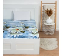 Простыня на резинке Этель 140x200x25 см, Кувшинки, 100% хлопок, бязь, 125 гр/м2 6485844