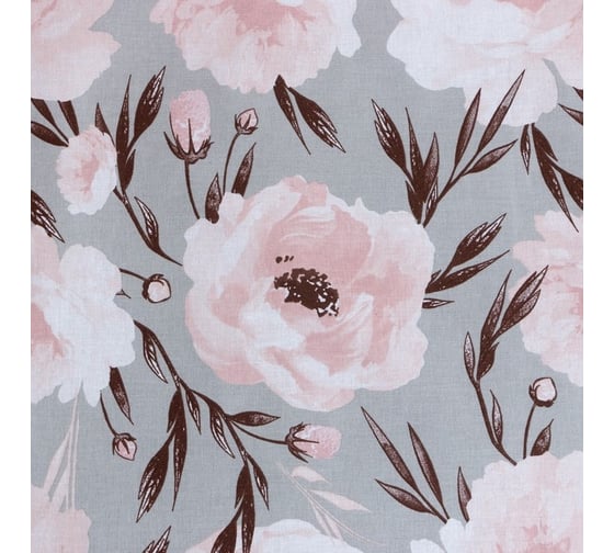 Комплект постельного белья Этель 2 спальный, Peonies 175x215 см, 200x220 см, 50x70 см - 2 шт., поплин, 125 г/м2 7963659
