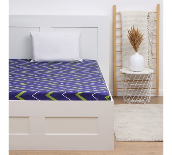 Простыня на резинке Этель Зелено-синие зигзаги 160x200x25, поплин, 125 г/м2 9900018 1
