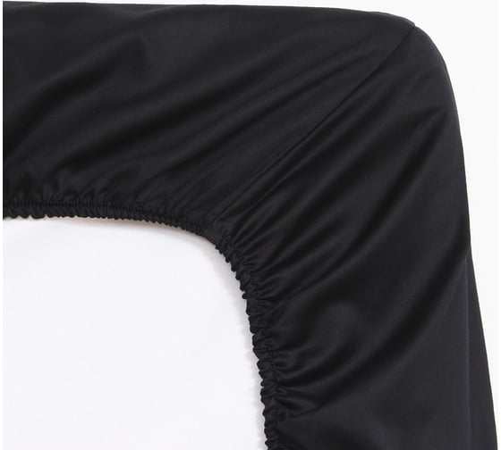 Простыня на резинке Этель Jet black 160x200x25 см, 100% хлопок, мако-сатин, 114 г/м2 9515305