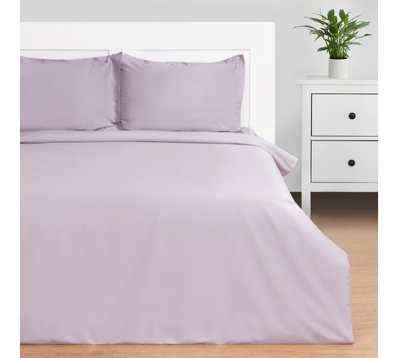 Комплект постельного белья Этель евро Lilac field 200x215, 215x240, 50x70+3 - 2 шт., мако-сатин, 114 г/м2 9144556 1