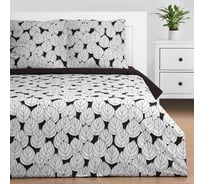 Комплект постельного белья Этель евро Black leaves 200x215 см, 220x240 см, 70x70 см - 2 шт., поплин 125 г/м2 9423673