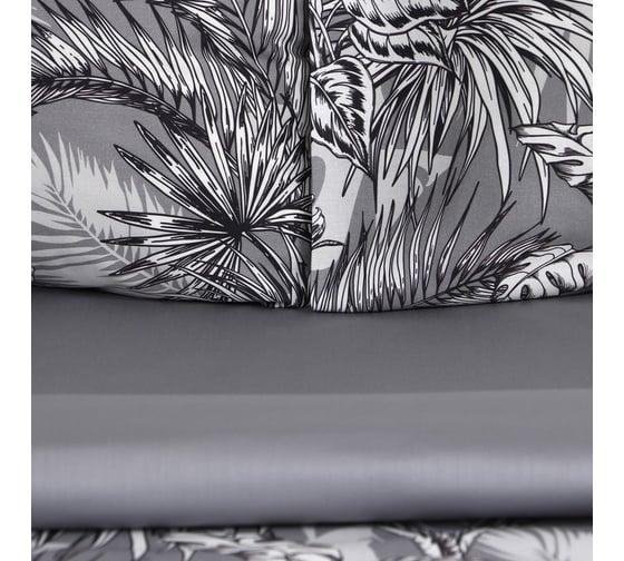 Комплект постельного белья Этель 2 спальный, Tropical vibes 175x215 см, 200x220 см, 50x70 см - 2 шт., мако-сатин 114 г/м2 9355449