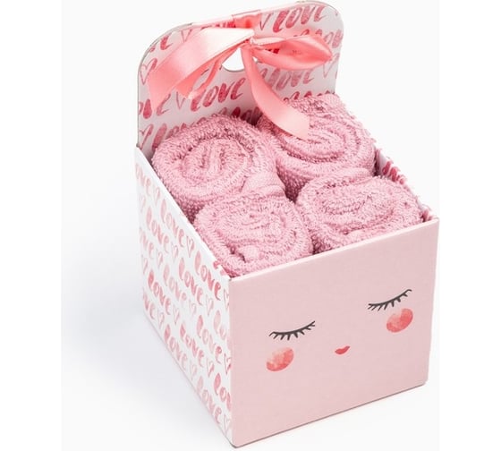 Набор махровых салфеток Этель Love 30x30 см, 4 шт, хлопок, 340 г/м2 4677460