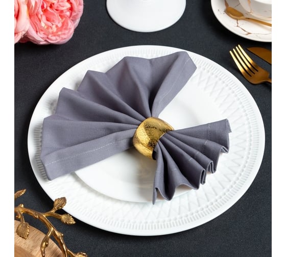 Набор салфеток с декоративными кольцами Этель Grey pleasure 40x40 см, 4 шт, 100% хлопок, саржа 190 гр/м2 7675079