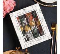 Набор салфеток с декоративными кольцами Этель Meadow flower 40x40 см, 4 шт, 100% хлопок, саржа 9361849