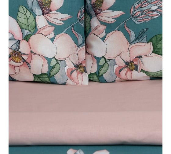 Комплект постельного белья Этель евро Магнолия 200x217 см, 220x240 см, 50x70 см - 2 шт., поплин 9233639