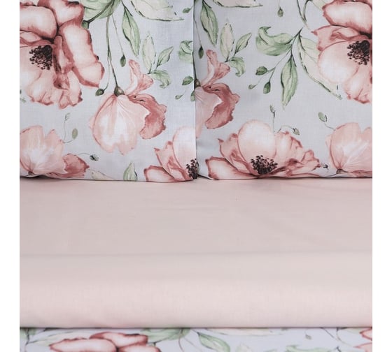 Комплект постельного белья Этель дуэт Flowers 143x215 см - 2 шт., 220x240 см, 50x70 см - 2 шт., поплин, 125 г/м2 9175954